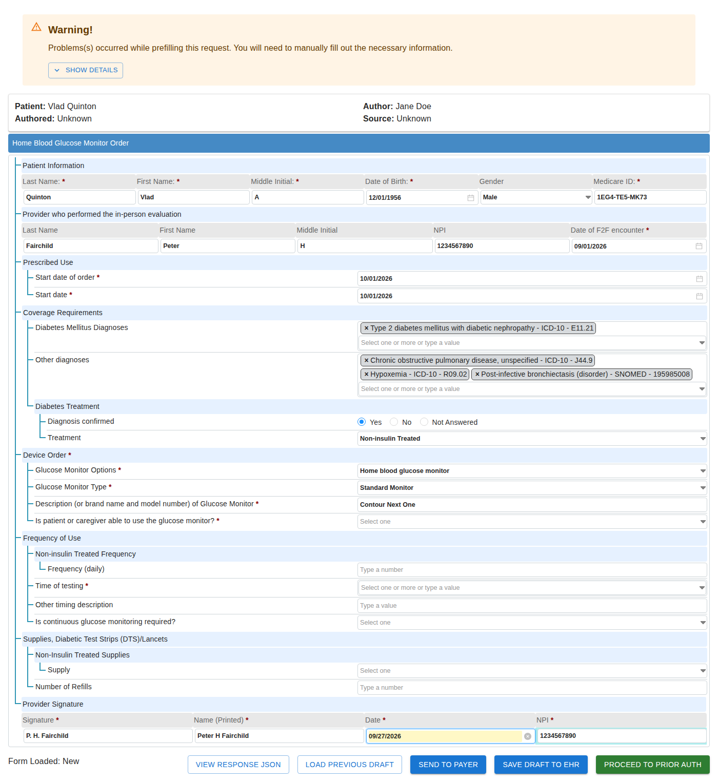 Frame 5 — Questionnaire dates and clinical fields